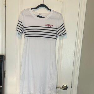 Tommy Hilfiger White Dress with Navy Stripes